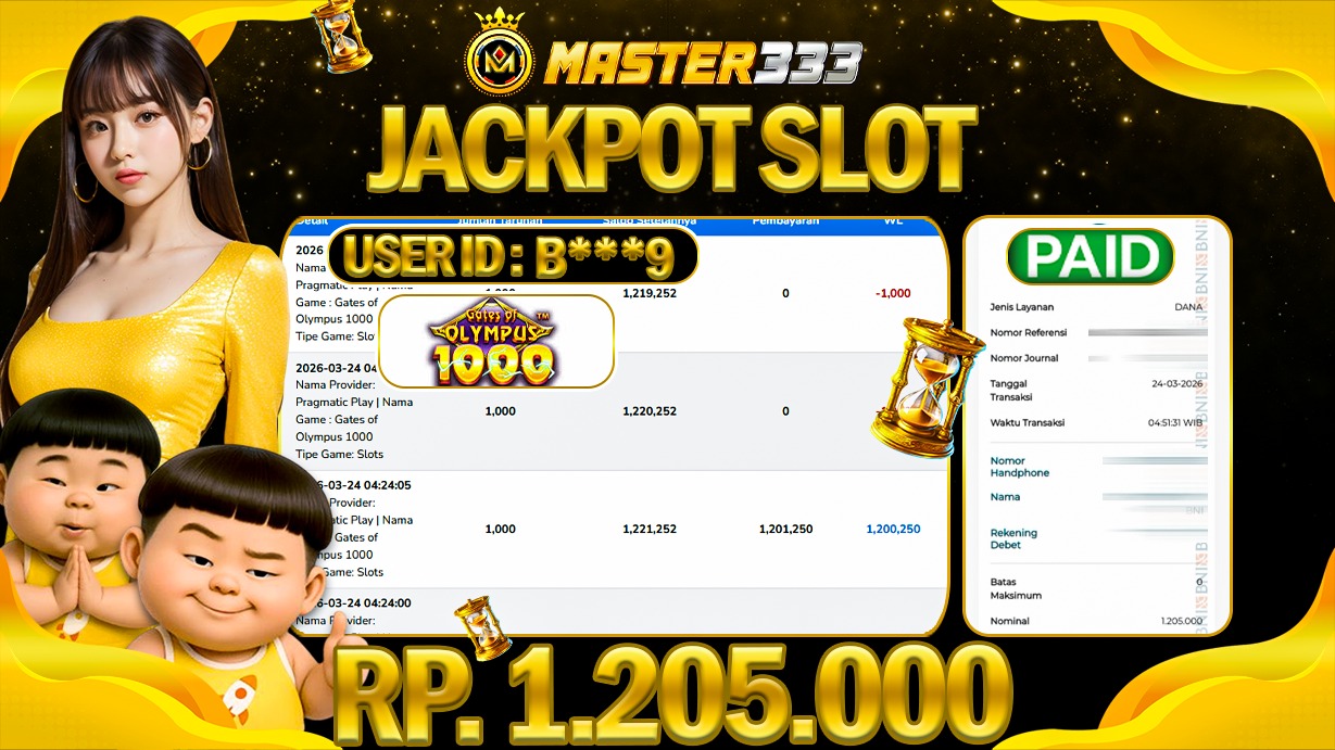 JACKPOT Rp 1.205.000 JUTA DIMASTER333 LANGSUNG DI BAYAR LUNAS